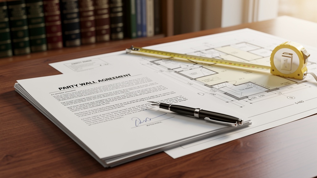 Party wall agreement documents and architectural drawings for a Brixton home extension project